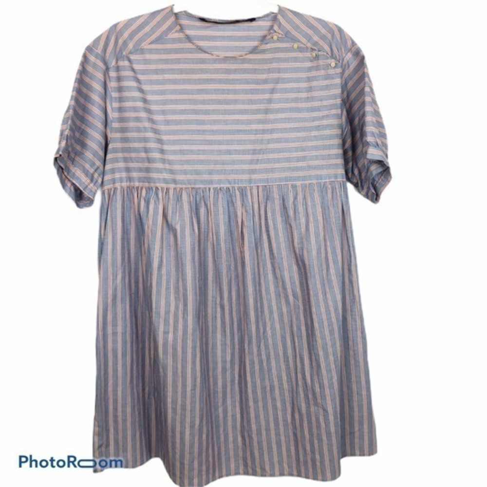 ZARA Trafaluc Blue, White & Red Striped Tunic EUC